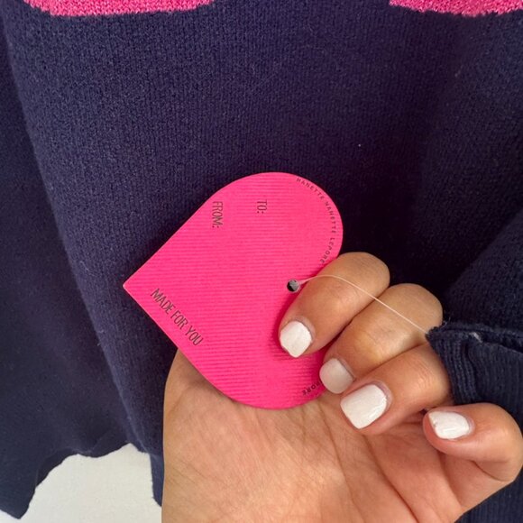 Nanette Lepore Womens Blue Pink Kisses Long Sleeve Pullover Sweater - Size M - Picture 7 of 8